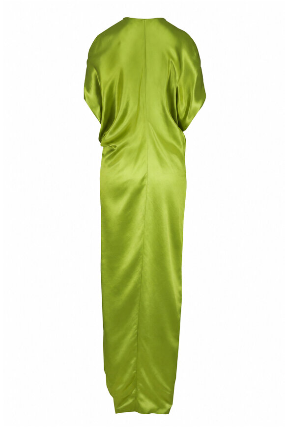 Zero + Maria Cornejo Long Miu Matcha Green Shiny Draped Dress - view 3