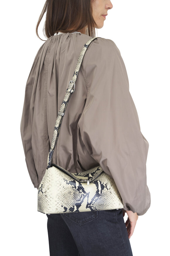 Totême T-Lock Natural Embossed Leather Clutch - view 2