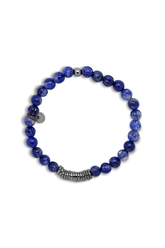 Tateossian - Sodalite & Black Rhodium Disc Stretch Bracelet