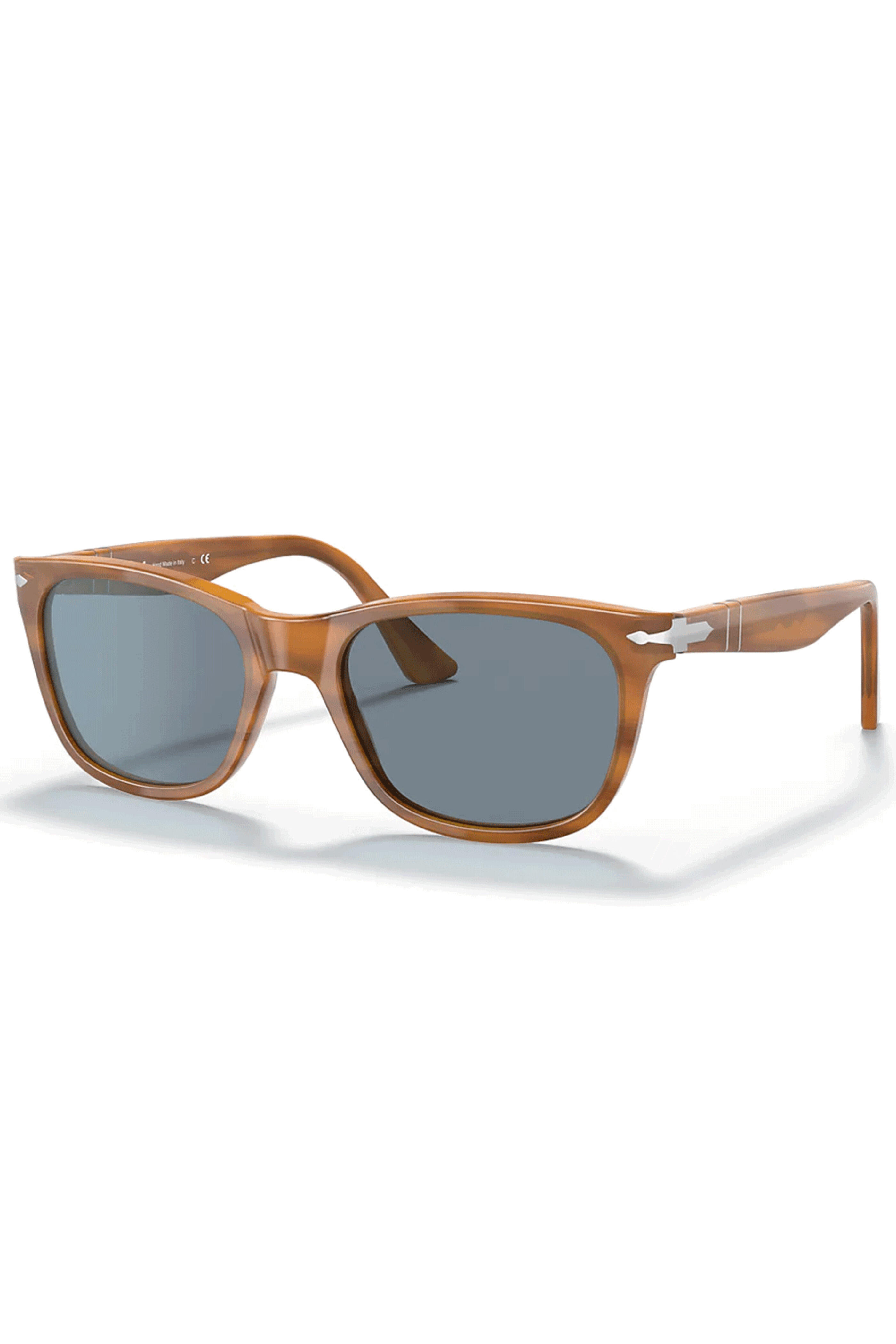 Persol - Striped Brown With Light Blue Lens Sunglasses