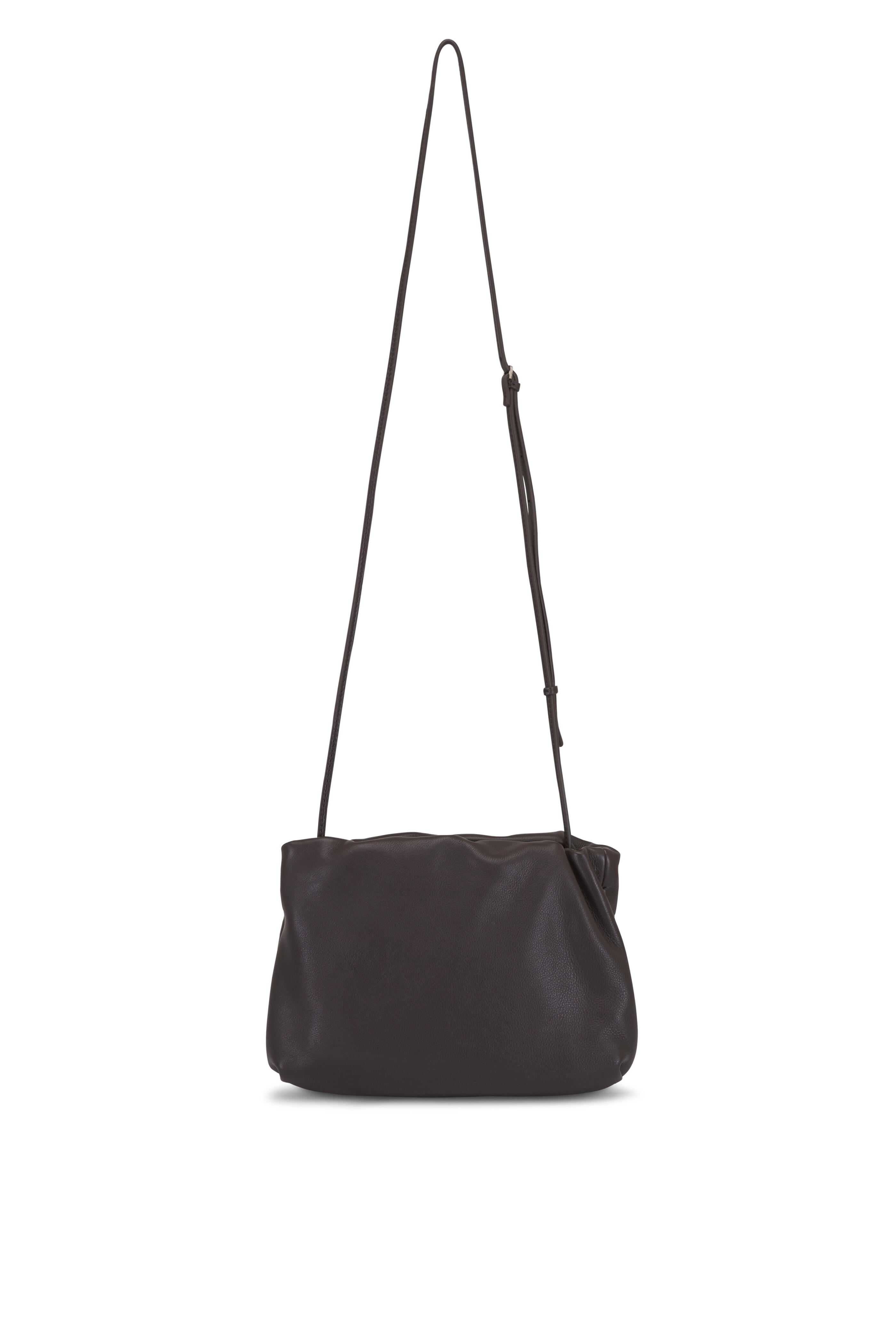 The Row - Bourse Dark Brown Leather Clutch
