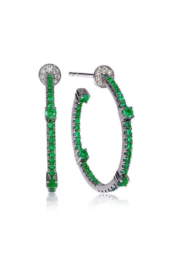 Nam Cho - Emerald & Pavé Hoops