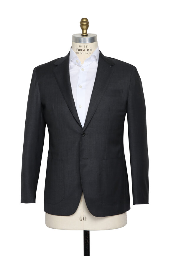 Sartorio Solid Dark Gray Wool Suit - view 2