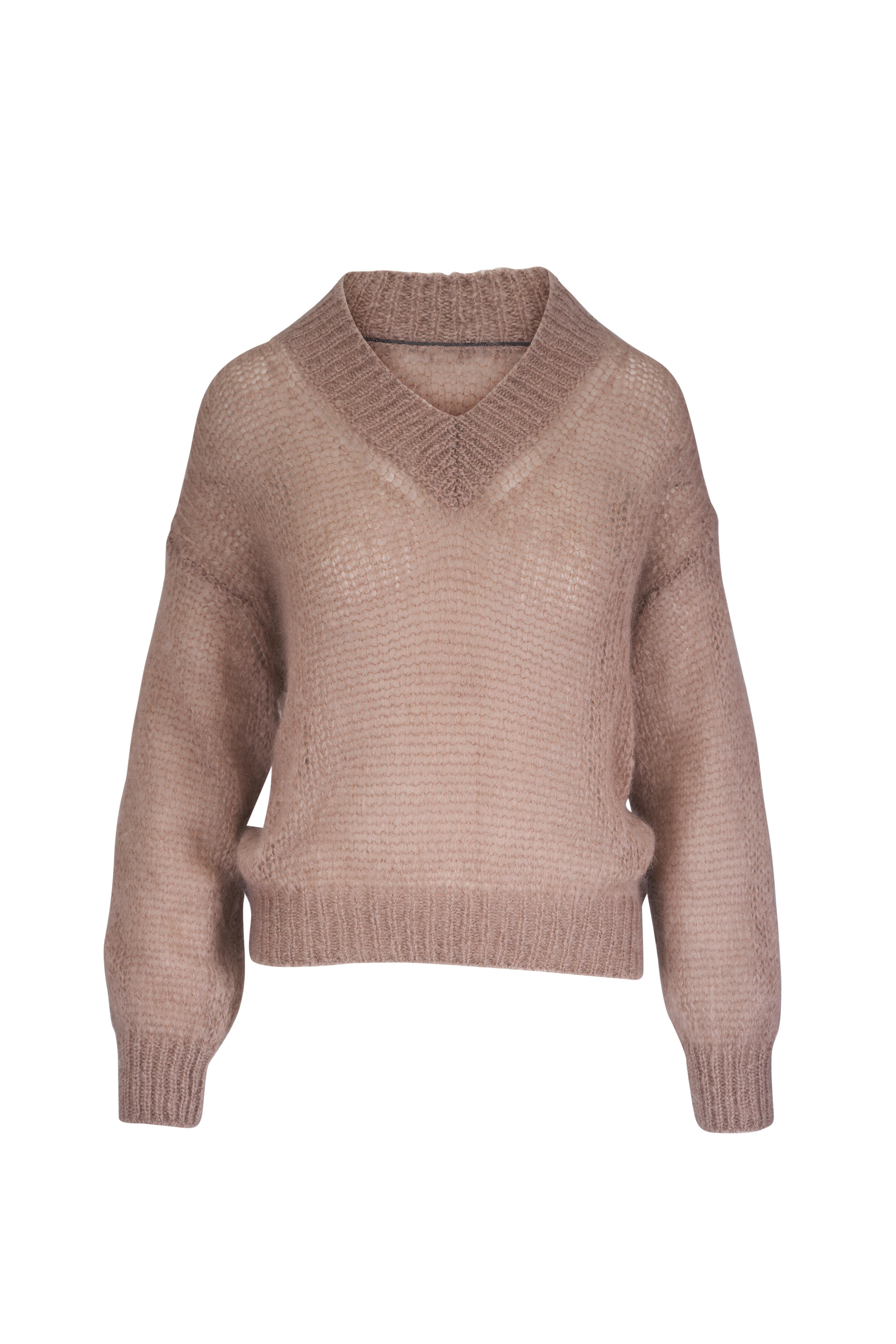 Brunello Cucinelli - Beige Lofty V-Neck Sweater - view 1