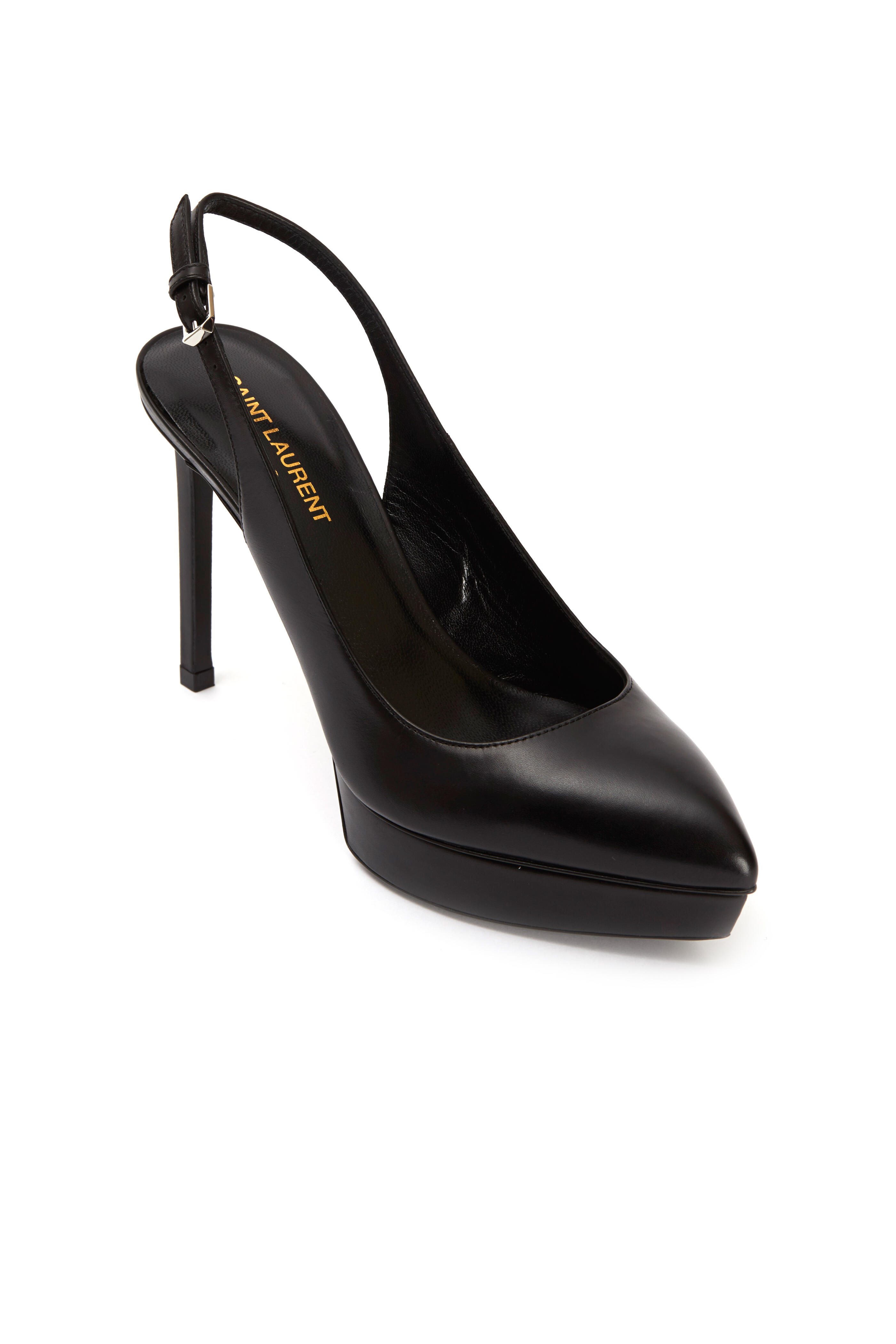 Saint Laurent - Janis Black Leather Platform Slingbacks