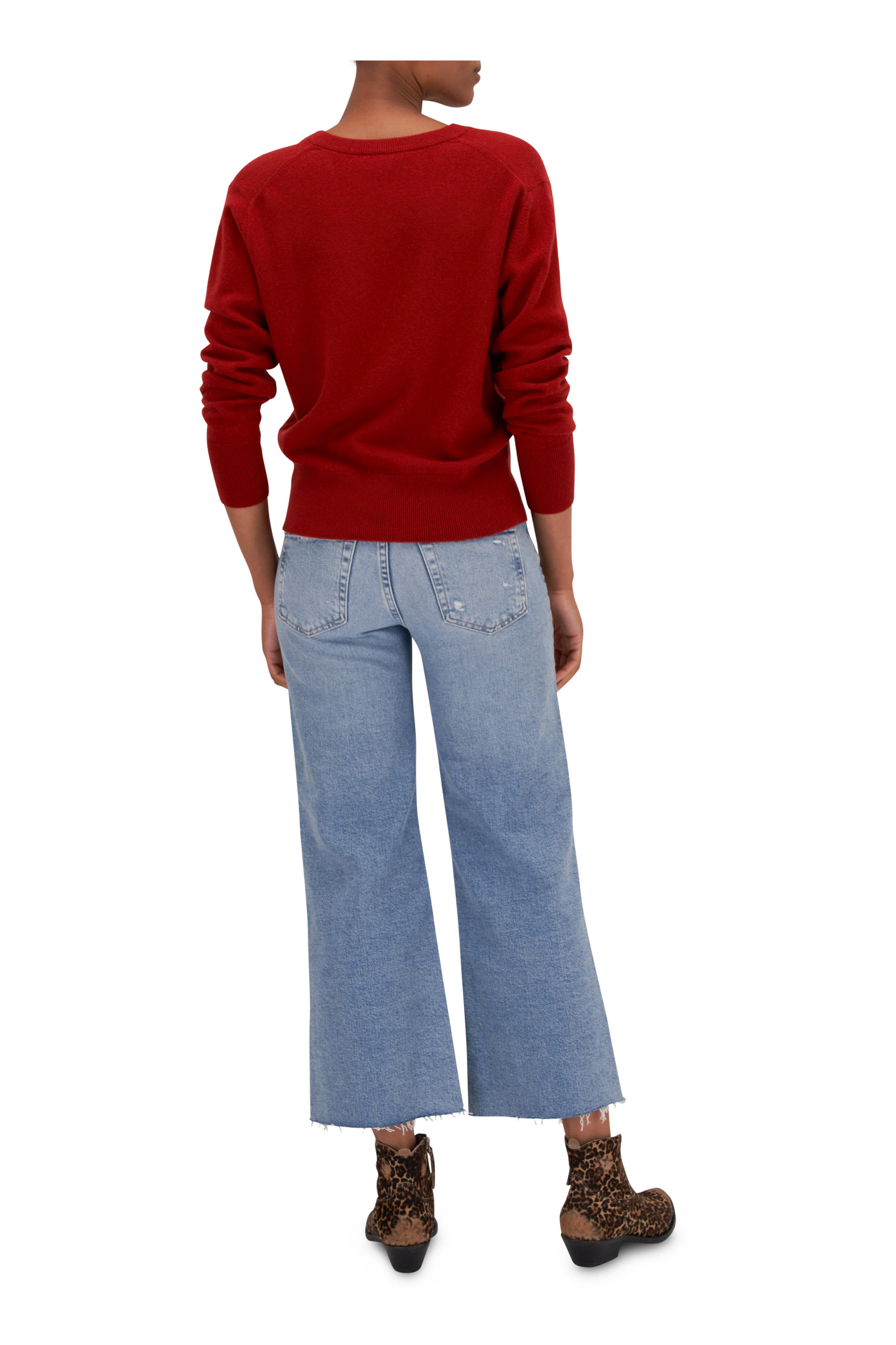 Vince - Sangria Red Wool Blend V-Neck Sweater | Mitchell Stores