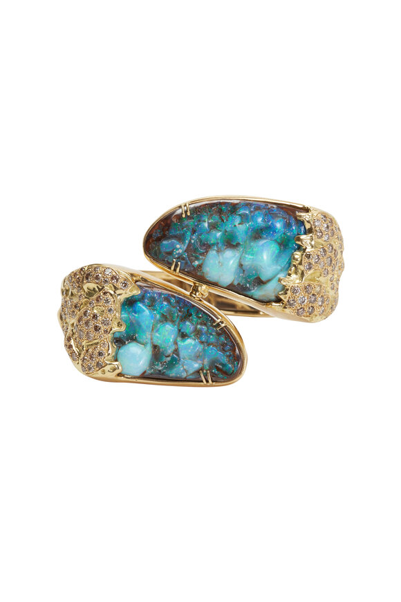 Kimberly McDonald - Gold Boulder Opal & Brown Diamond Cuff Bracelet