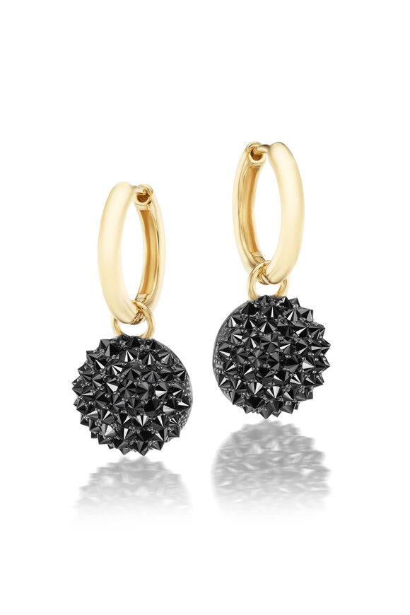 Nam Cho 18k Yellow Gold Black Diamond "SPIKE" Hoop Earring
