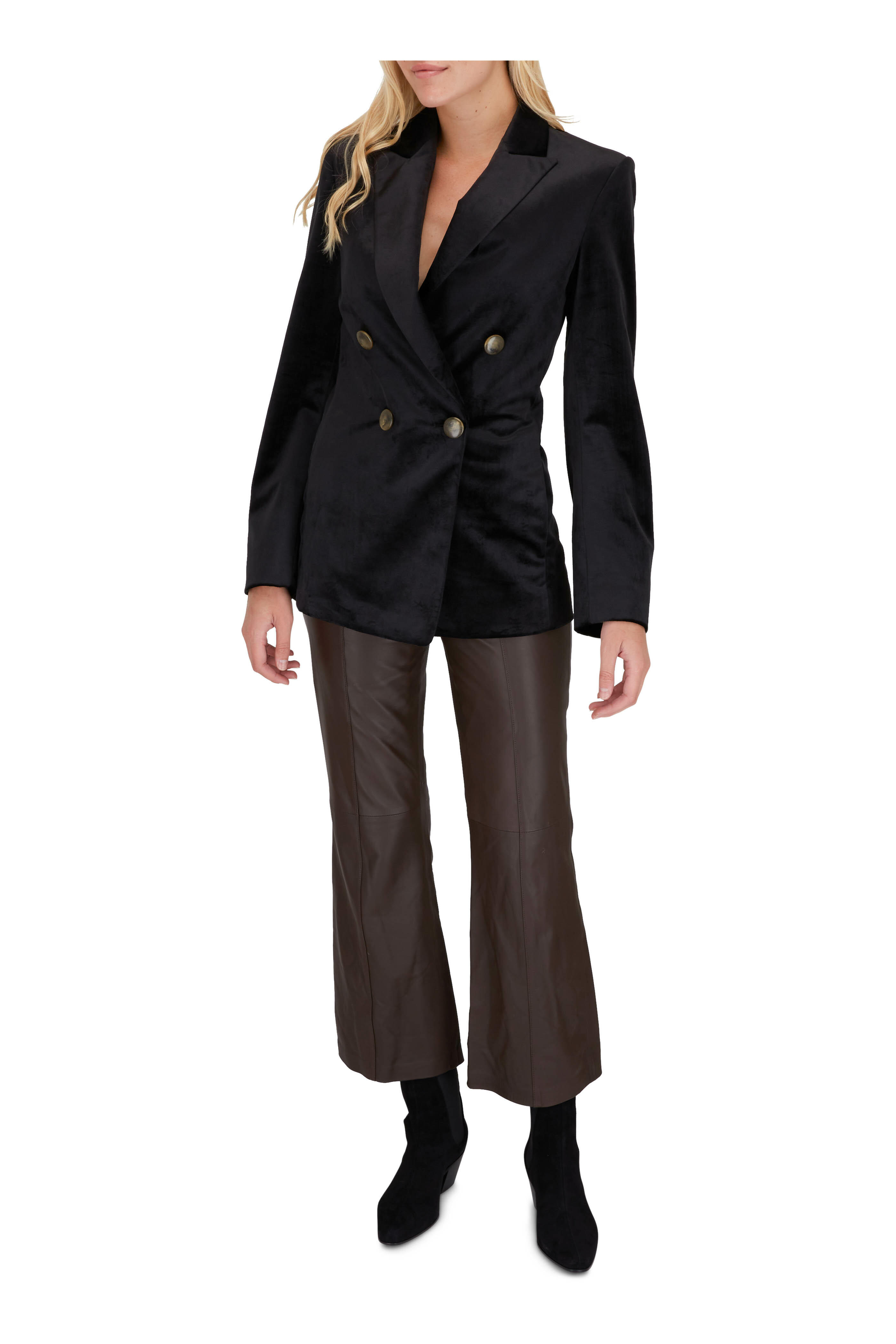 Vince - Black Velvet Double-Breasted Blazer