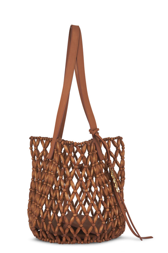 Saint Laurent Small Panier Woven Wood Bead Tote - view 4