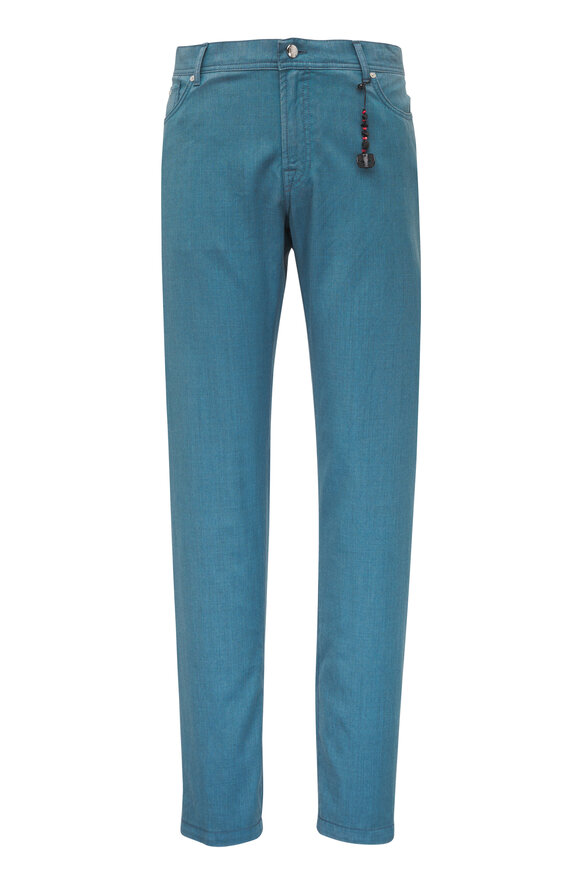 Marco Pescarolo Turquoise Wool Five Pocket Pant