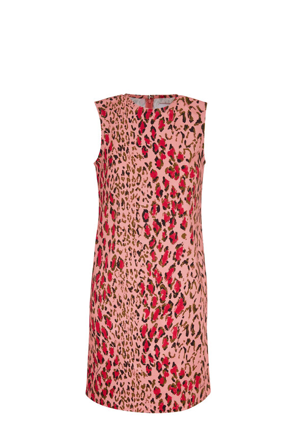 Carolina Herrera - Pink Leopard Stretch Cotton Sleeveless Dress