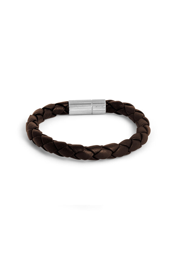 Tateossian - Brown Leather Single Wrap Bracelet