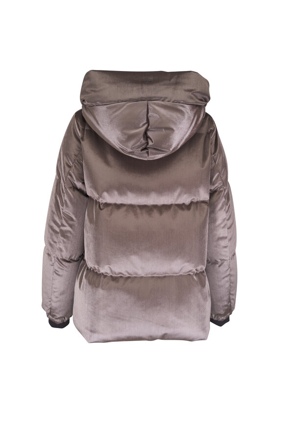 Herno Chocolate Corduroy Down Bomber Jacket - view 4