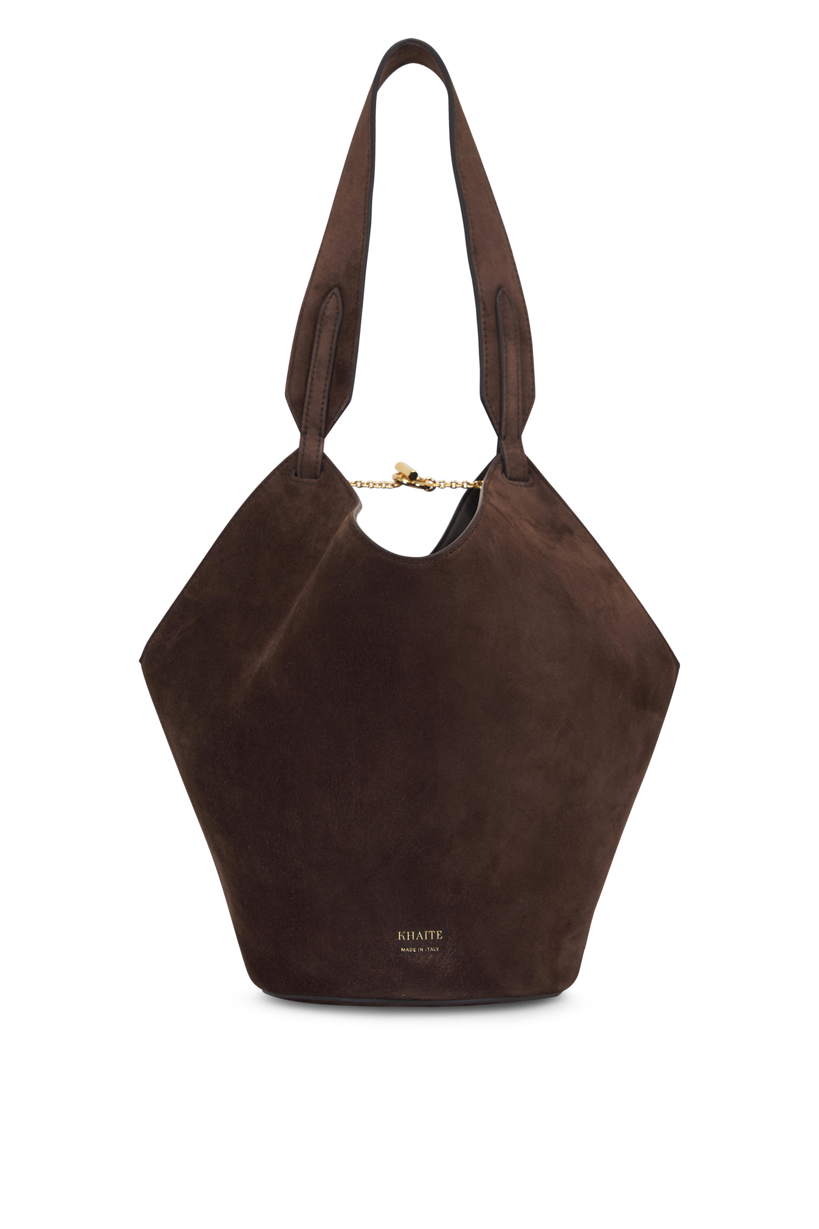 Khaite - Mini Lotus Dark Brown Suede Tote