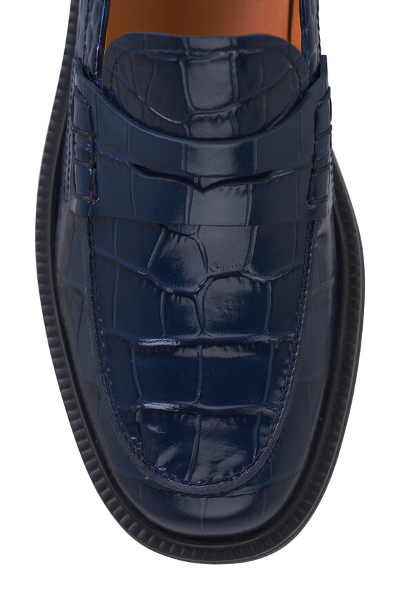 Tod's - Navy Embossed Leather Loafer