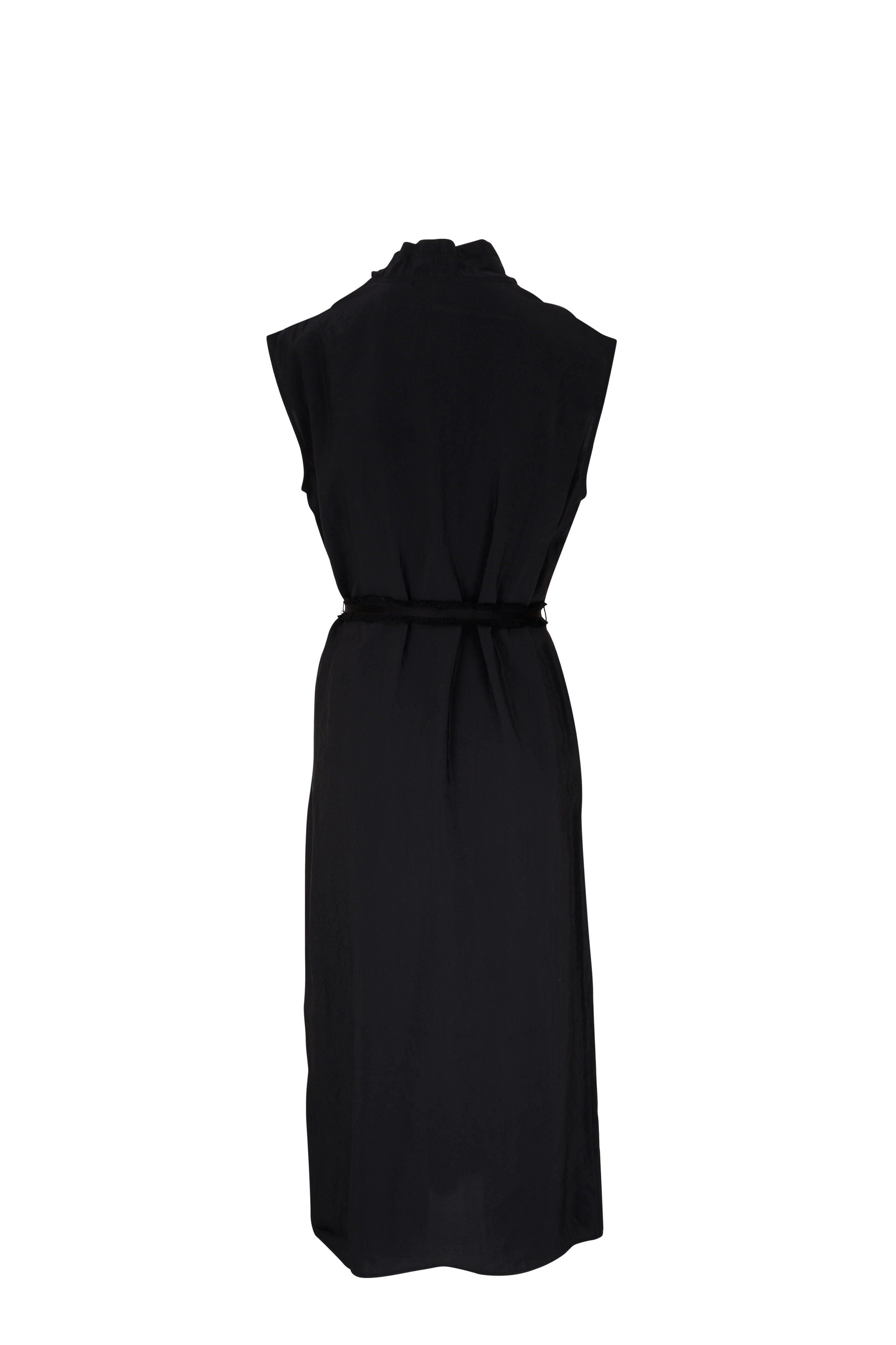 Totême - Black Folded Neck Feather Light Dress | Mitchell Stores