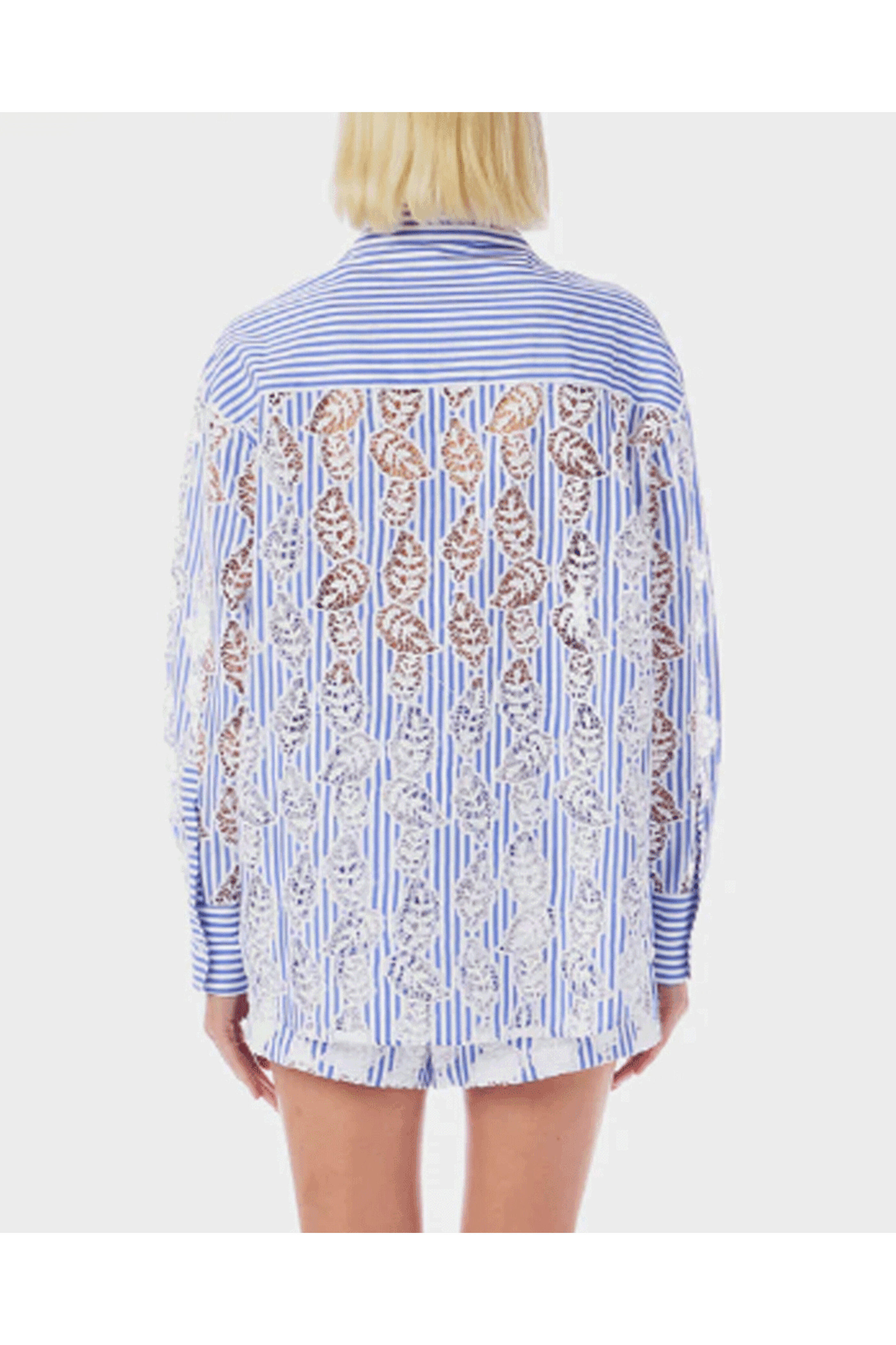 Le Superbe - Blue White Embroidery Unbeleafably Over You Shirt