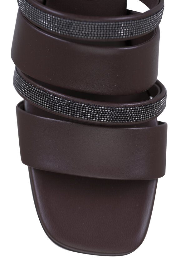 Brunello Cucinelli Dark Brown Leather Monili Strap Sandal, 50mm - view 4
