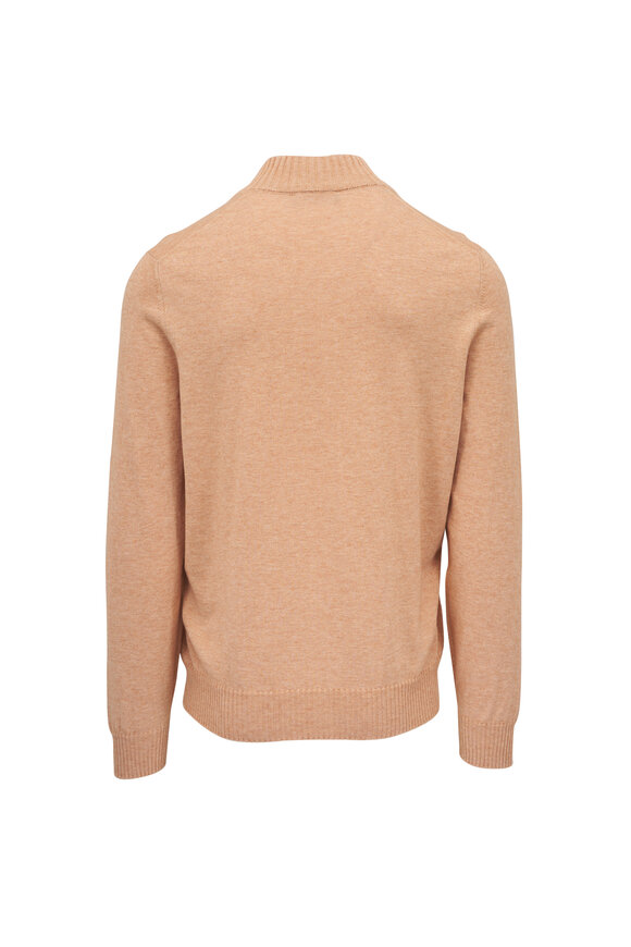 Gran Sasso Orange Cotton & Cashmere Quarter Zip Pullover - view 2