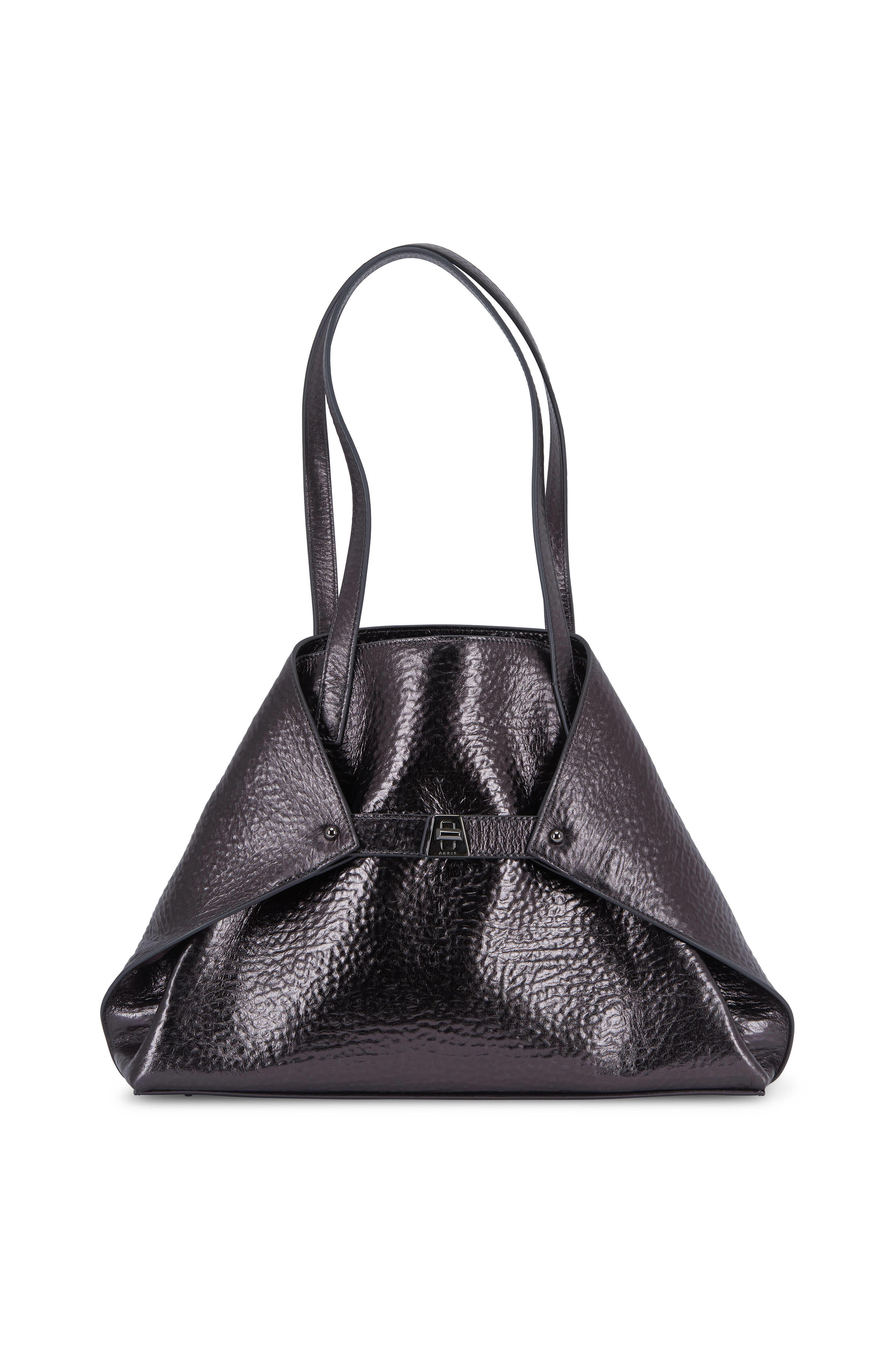 Akris - AI Black Metallic Leather Small Shoulder Bag