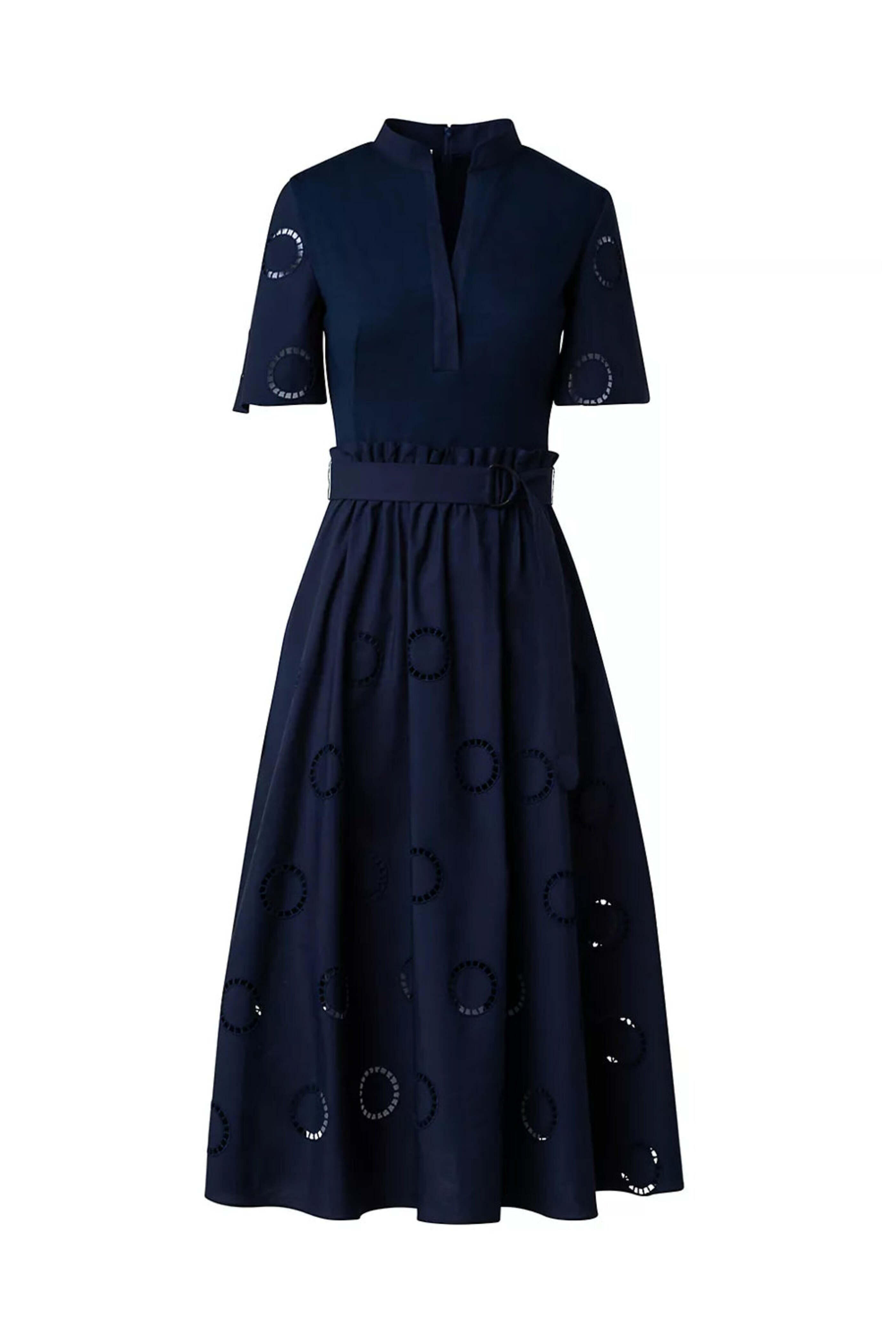 Akris Punto - Navy Stand Collar Midi Dress | Mitchell Stores