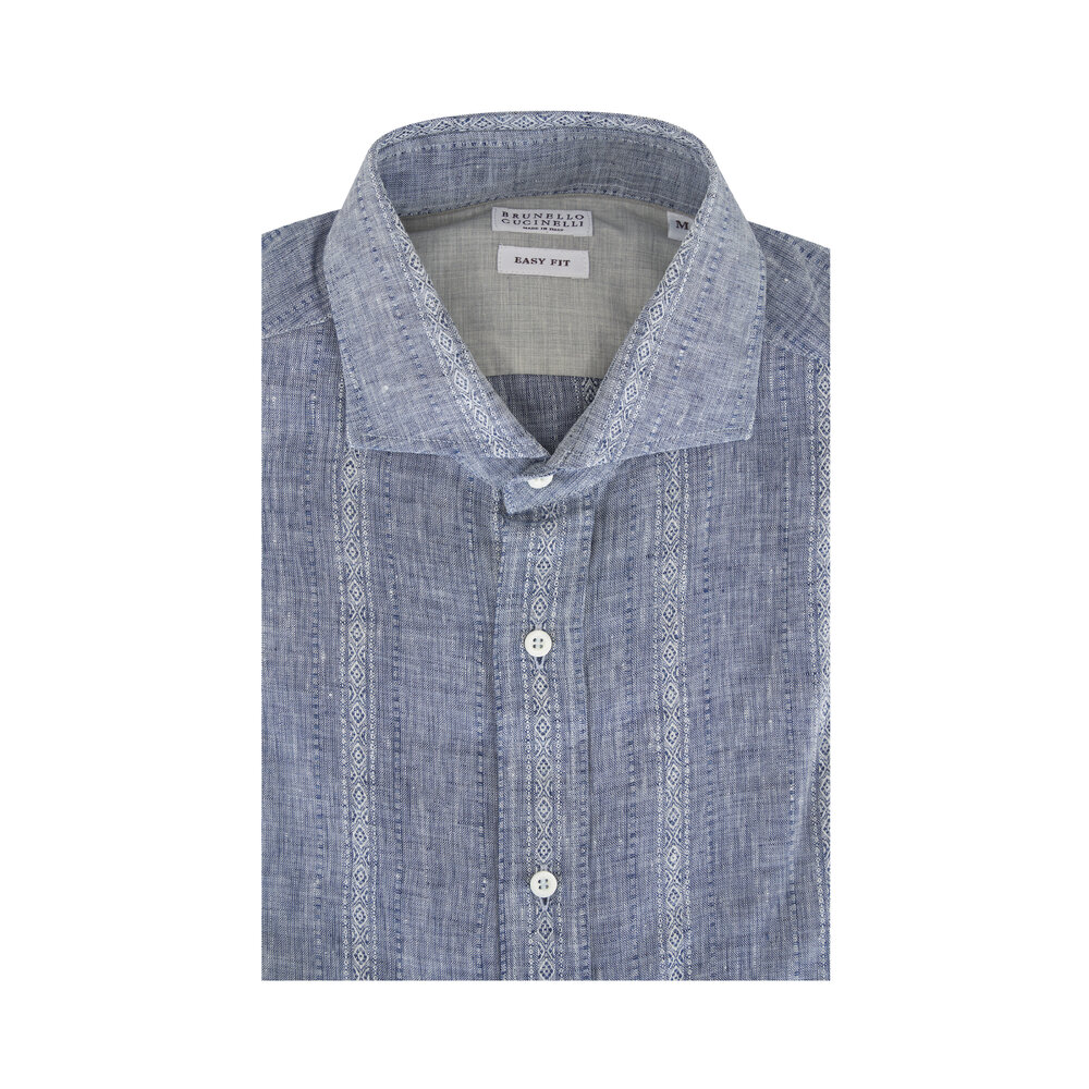 Tシャツ・カットソー BRUNELLO CUCINELLI SS25 Denim shirt (MR6834008 CEI28) Brunello Cucinelli Cotton denim Shirt - Blue - Men