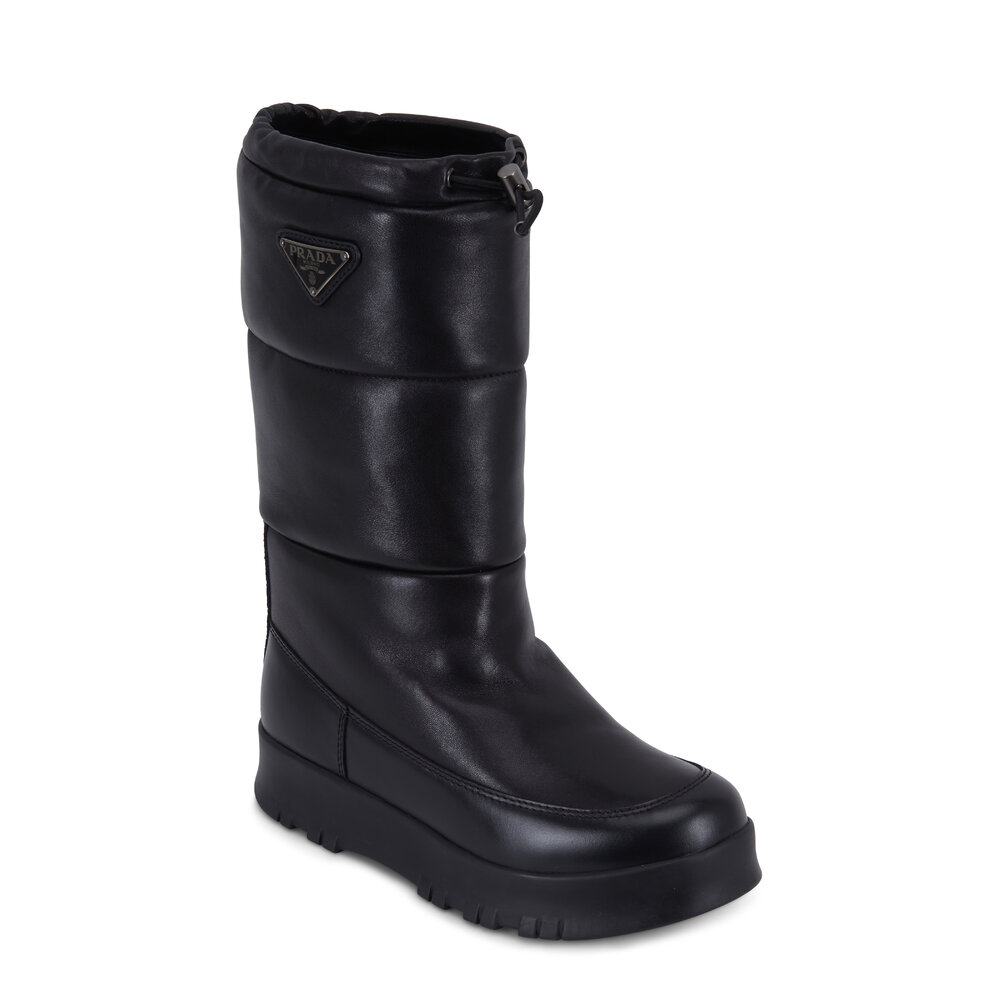 Prada - Black Quilted Bomber Drawstring Snow Boot