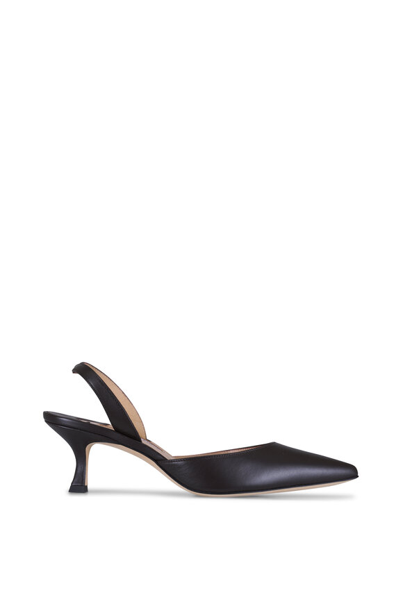 Manolo Blahnik Carolyne Dark Brown Leather Slingback, 50mm - view 2