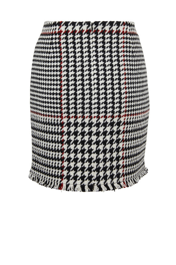 Akris Punto - Black & White & Ruby Houndstooth Mini Skirt