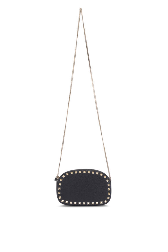 Valentino Garavani Mini Black Rockstud Chain Pouchette - view 3