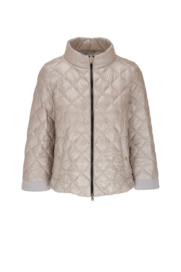 Herno Silver Diamond Quilted Nylon Down Jacket 