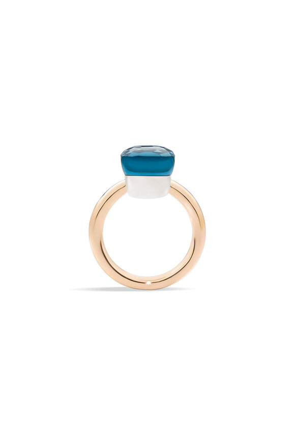 Pomellato 18k Rose Gold Blue Topaz Iconica Ring - view 3
