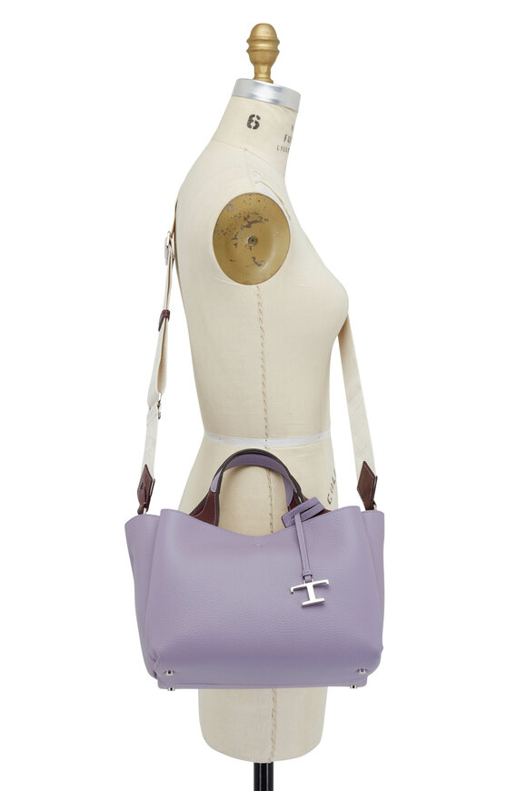 Tod's - Purple Leather Small T-Pendant Tote 