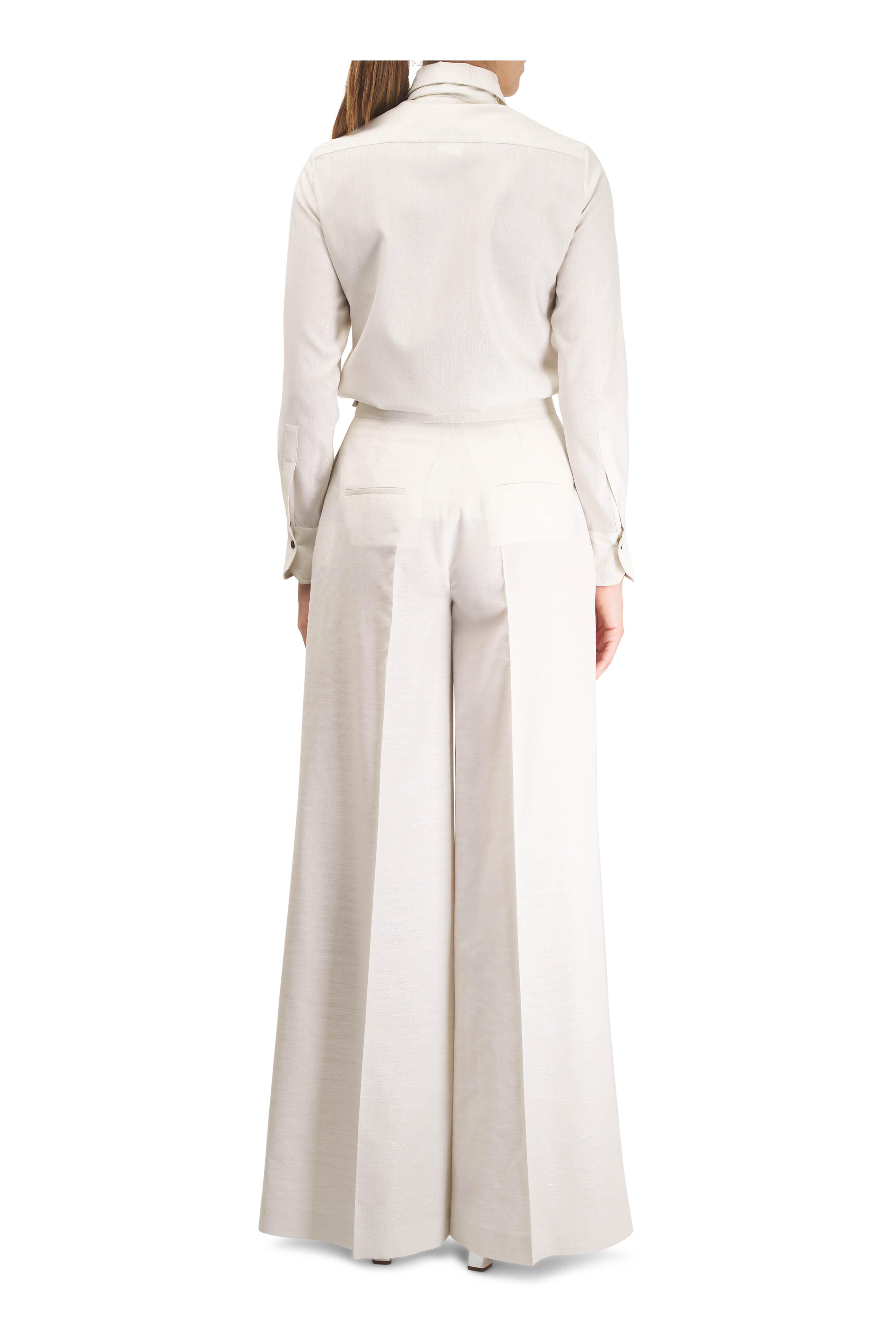 Kiton - Cream Wool Lurex Sheen Blouse