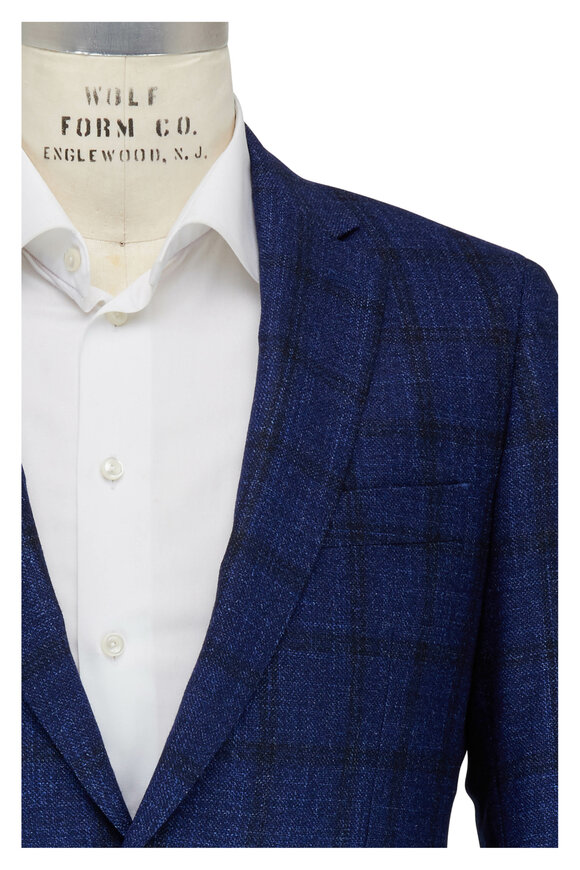 Atelier Munro - Blue Windowpane Wool, Silk & Cashmere Sportcoat