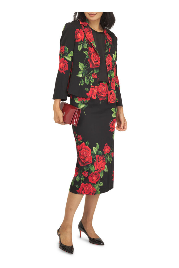 Dolce & Gabbana Dark Rose Print Charmeuse Jacket - view 2