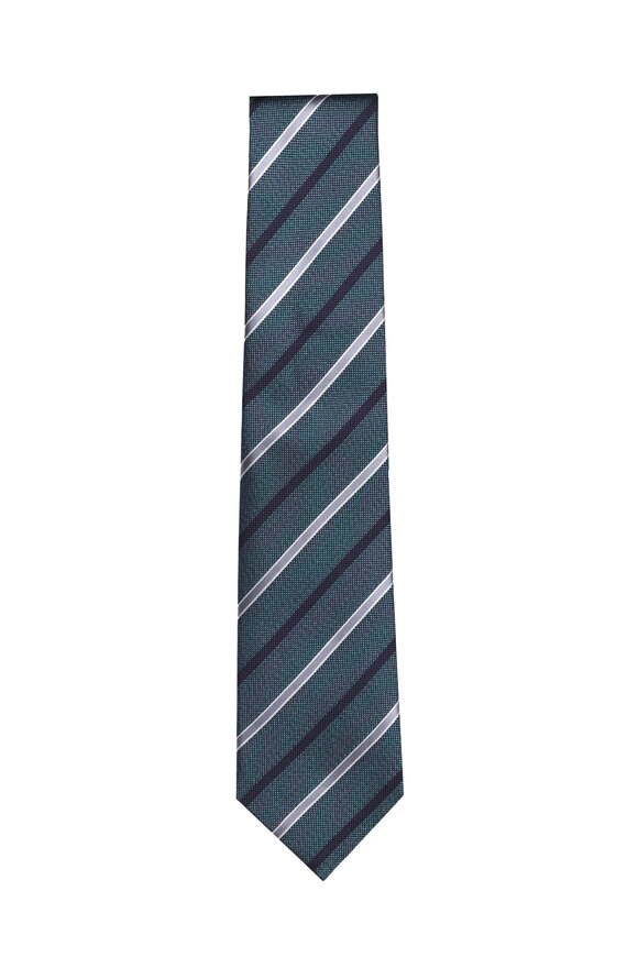 Isaia Dark Green Stripe Necktie