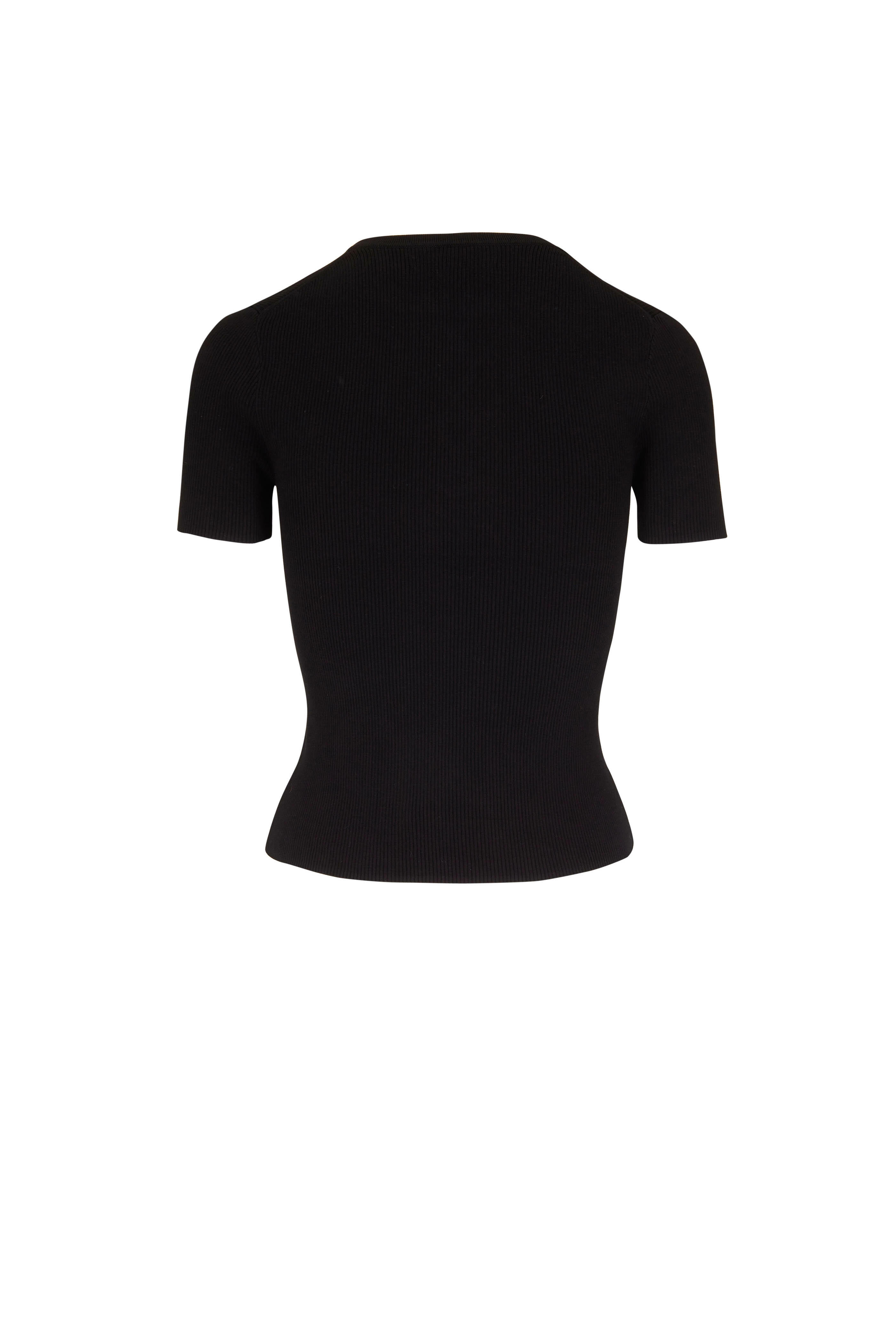 YILON Petit ribbon knit black ブラック Nili Lotan - Wells Black Ribbed Lace-Up Sweater | Mitchell