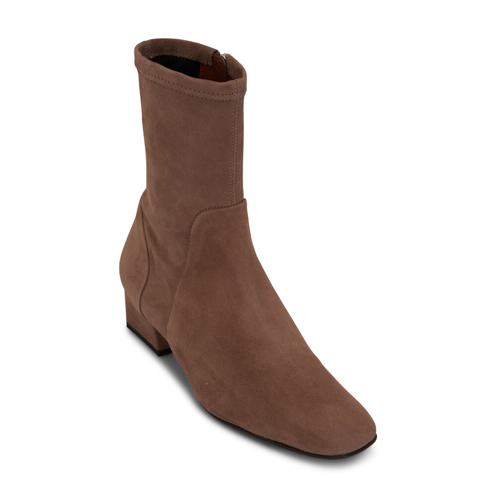 Aquatalia Stassi Taupe Stretch Suede Ankle Boot