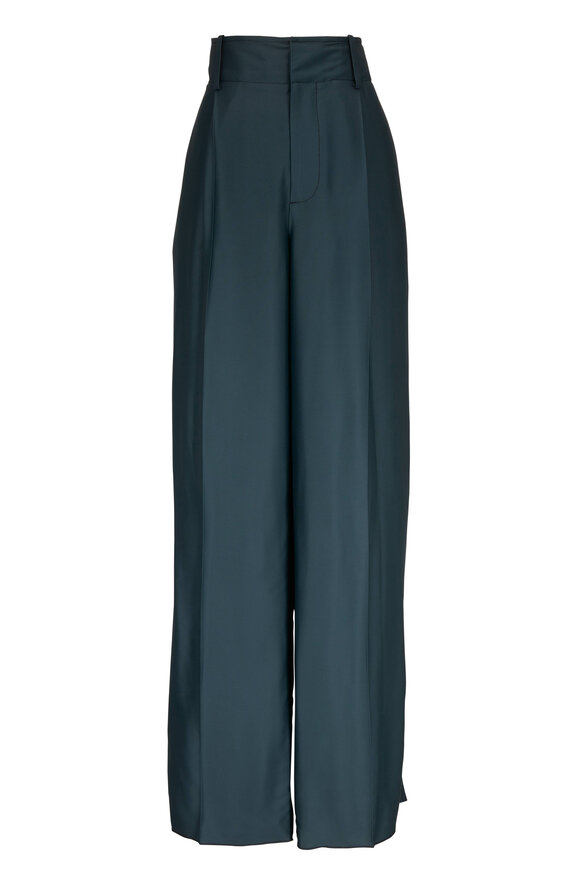 Bottega Veneta - Fluid Dark Green Wide Leg Pant