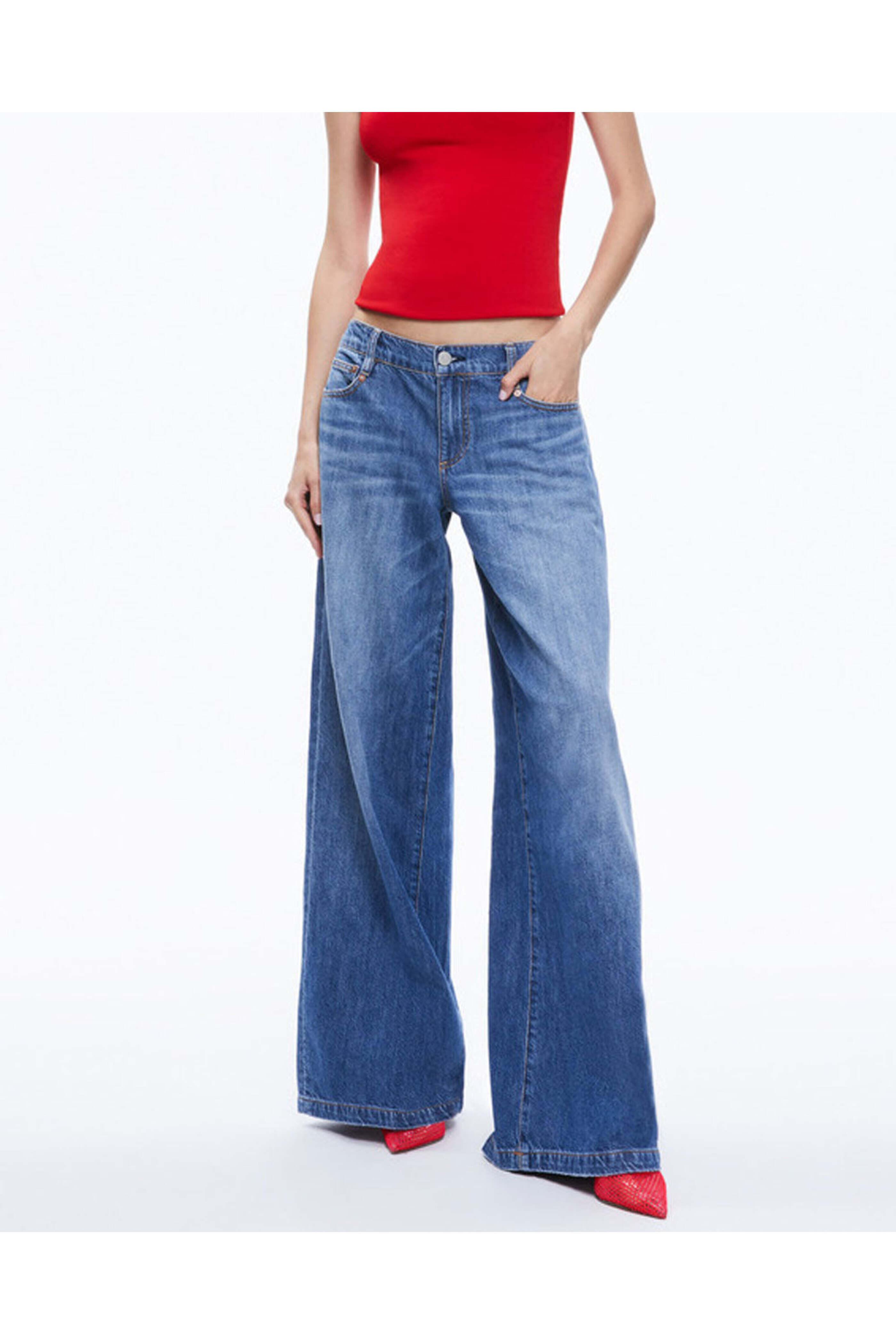 Alice & Olivia - Chaz Low Rise Baggy Wide-Leg Jeans