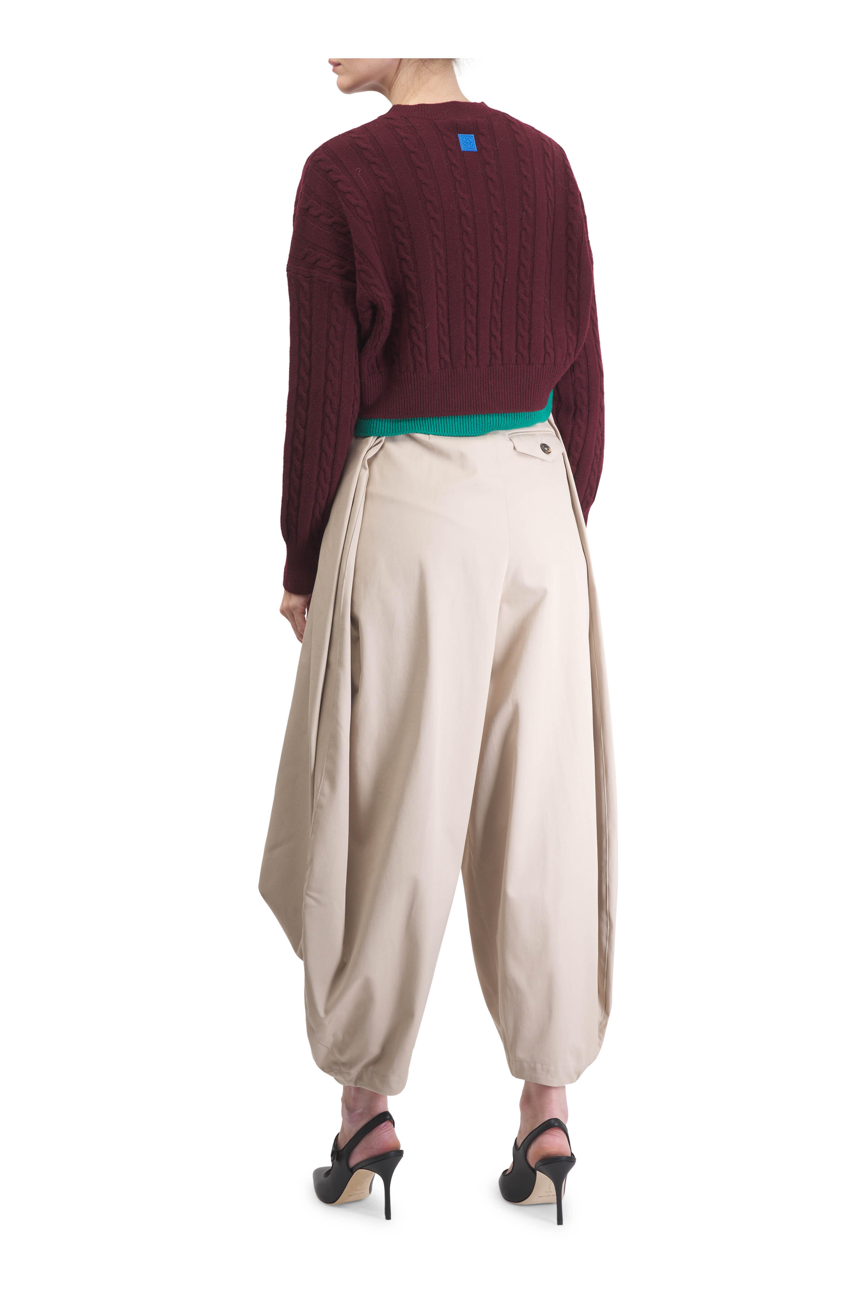 Loewe - Green & Red Multicolor Cable Knit Layered Sweater