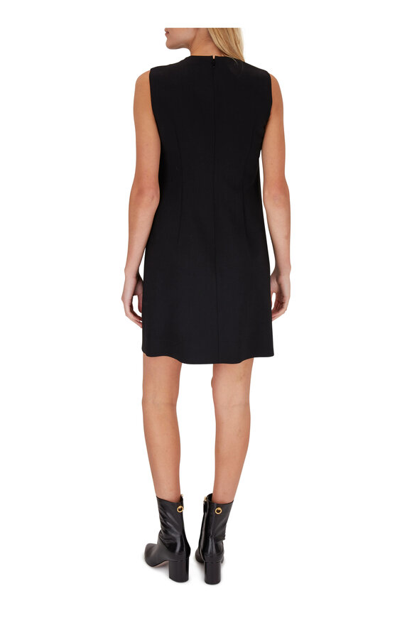 Valentino - V Logo Black Stretch Wool Sleeveless Dress
