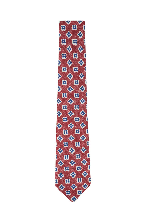 Kiton - Red & Blue Shapes Silk Necktie