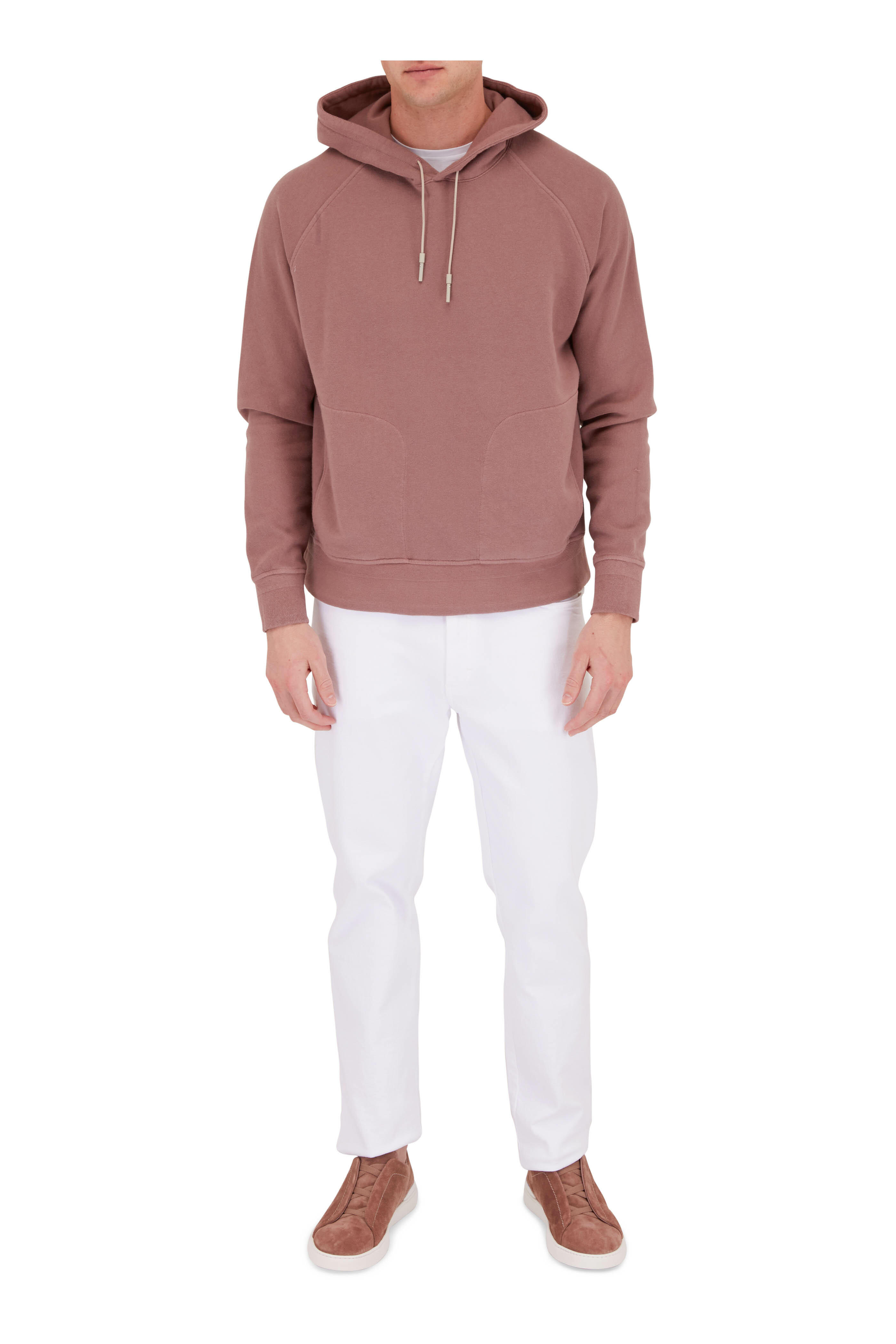 Zegna - Dusty Pink Cotton & Cashmere Hoodie | Mitchell Stores
