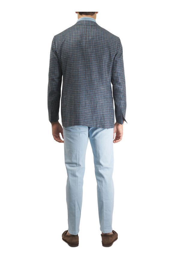 Kiton Brown & Teal Cashmere, Silk & Linen Sportcoat - view 5