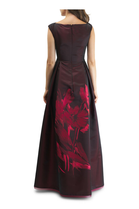 Talbot Runhof - Red Floral Bouquet Evening Gown 