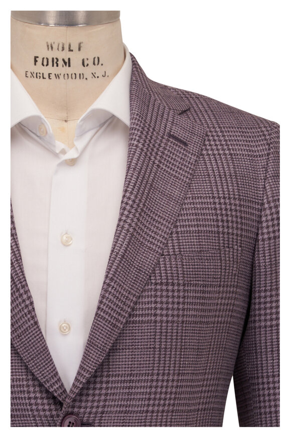 Brioni Prince of Wales Lilac Plaid Wool Blend Sportcoat 