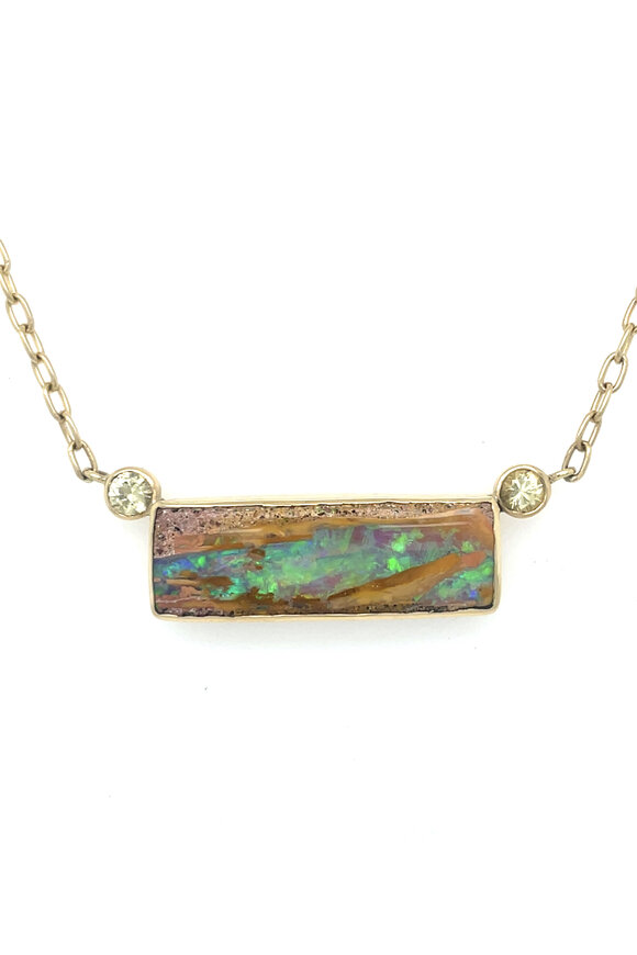 Ellen Hoffman Australian Boulder Opal Bar Pendant Necklace
